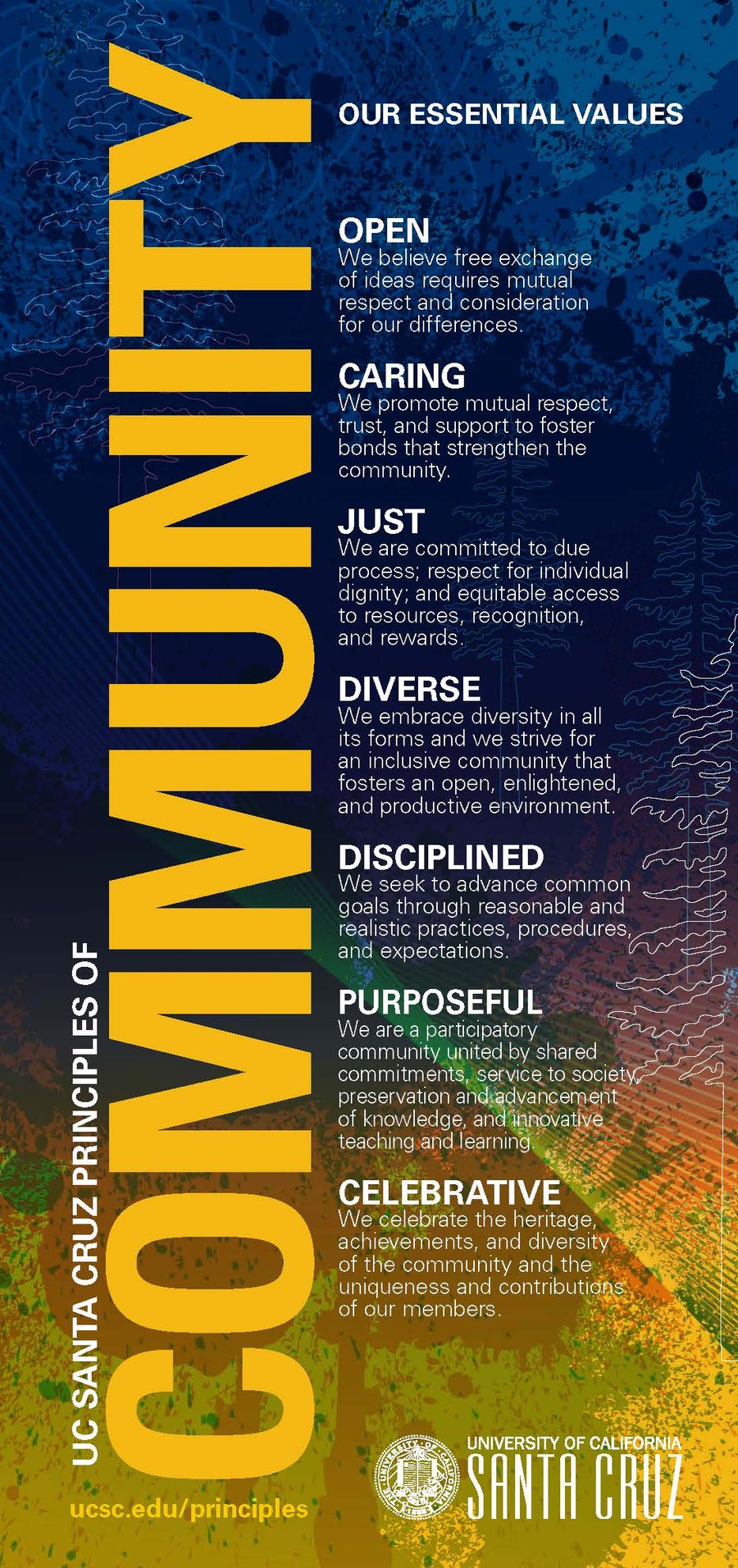 poster listing UCSC's 7 principles of community